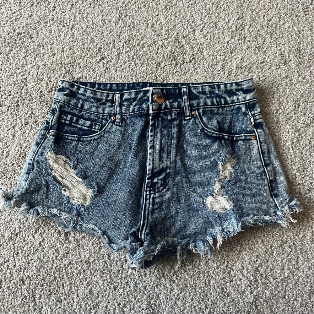 Distressed Denim Jean Shorts